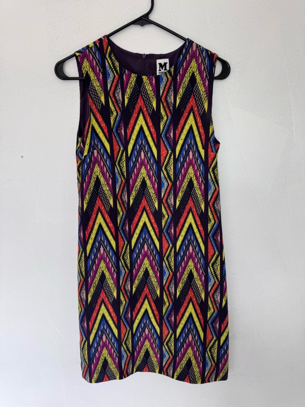 M by Missoni Multicolor Zigzag Printed Silk Shift Dress size 2
